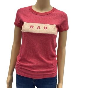 Alternative Earth Rad Heathered Red and Cream Short Sleeve Tee Womens Small